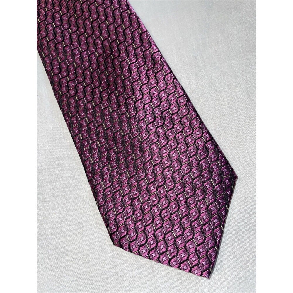 Haspel Men’s Dress Tie Size 56” Purple Geometric Business Formal Wedding City